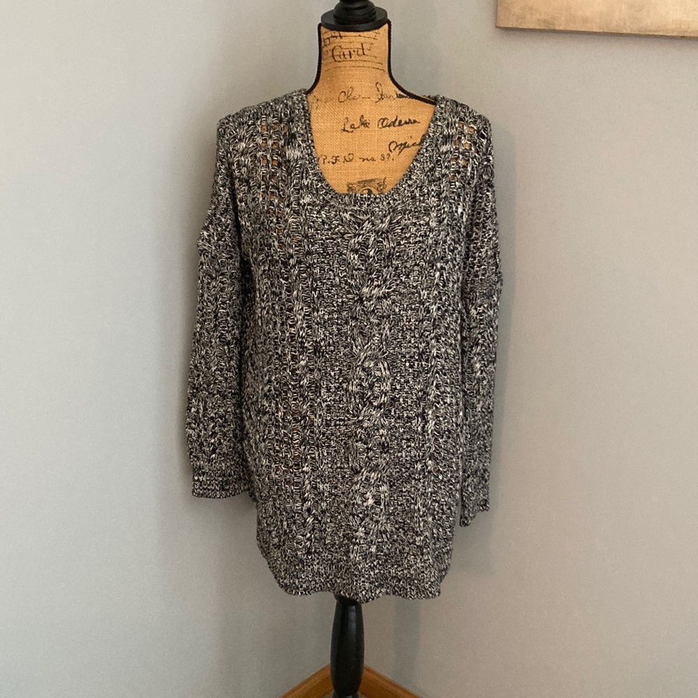 Express Black White Sweater Women Size Medium Oversized Open Weave